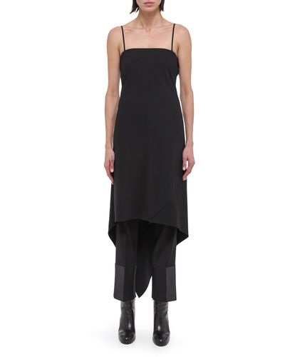 Helmut Lang Asymmetric Hem Wool Dress - Black