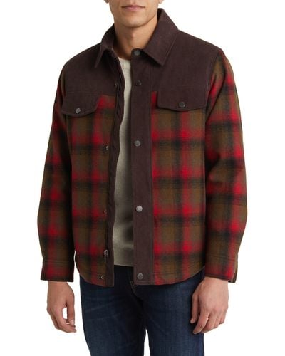 Pendleton Timberline Plaid Wool Blend Shirt Jacket - Red