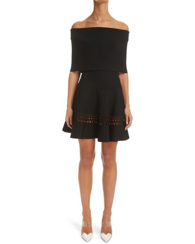 Alaïa Vienne Cutout Off The Shoulder Fit & Flare Minidress - Black