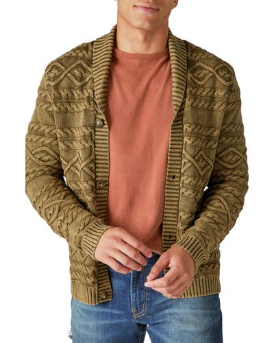 Lucky Brand Shawl Collar Cable Stitch Cardigan - Multicolor