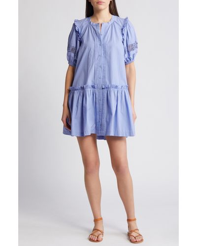 Cleobella Dolly Ruffle Organic Cotton Minidress - Blue