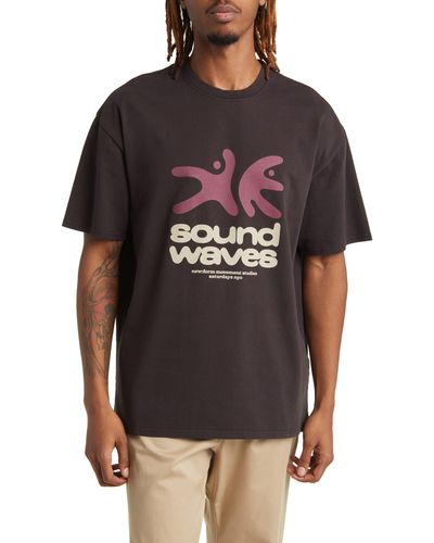 Saturdays NYC Sound Waves Cotton Graphic T-shirt - Multicolor