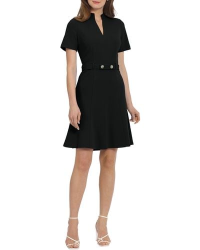 Maggy London Belted A-line Dress - Black