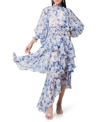 Elliatt Astrid Floral Long Sleeve Midi Dress - Blue