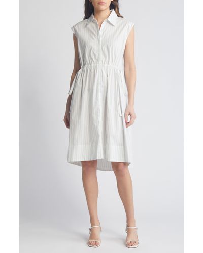 French Connection Rhodes Stripe Cotton Poplin Shirtdress - White