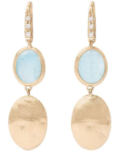 Marco Bicego Siviglia Aquamarine & Diamond Double Drop Earrings - Blue