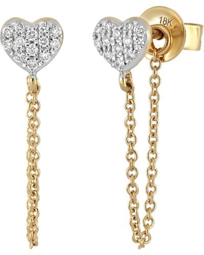 Bony Levy Diamond Heart Loop Chain Drop Earrings - White