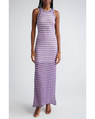 Veronica Beard Sivan Stripe Knit Maxi Dress - Purple
