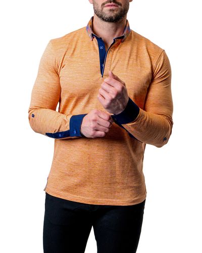 Maceoo Newton Sand Long Sleeve Polo At Nordstrom - Orange