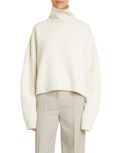 The Row Ezio Merino Wool & Cashmere Turtleneck Sweater - White