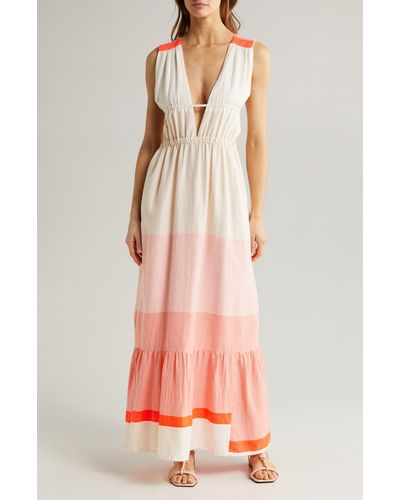 lemlem Lelisa Colorblock Cotton Blend Maxi Dress - Pink