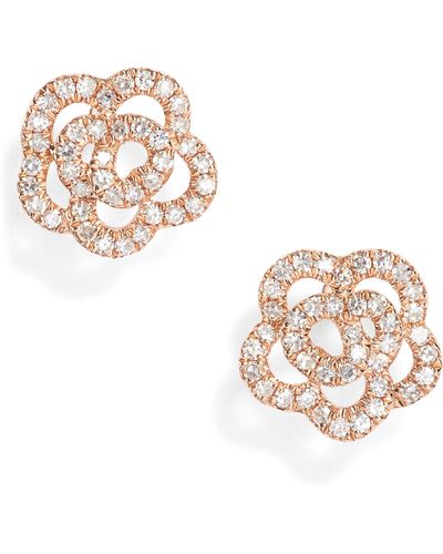 EF Collection Rose Diamond Stud Earrings - Metallic