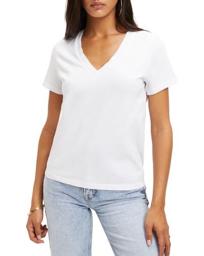 GOOD AMERICAN Heritage V-neck Cotton T-shirt - White