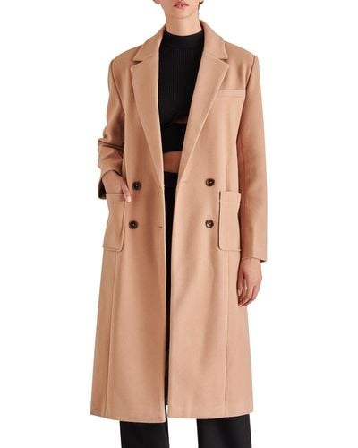 Steve Madden Nell Long Double Breasted Coat - Brown