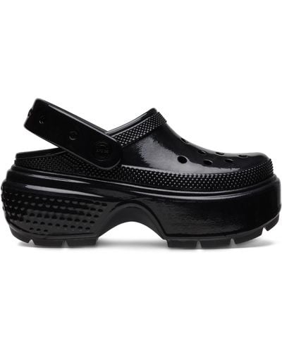 Crocs™ Stomp High Shine Platform Slingback Clog - Black