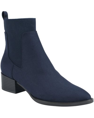 Tommy Hilfiger Stacked Heel Faux Suede Chelsea Boot - Blue