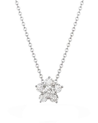 Kwiat Floral Cluster Diamond Pendant Necklace - White