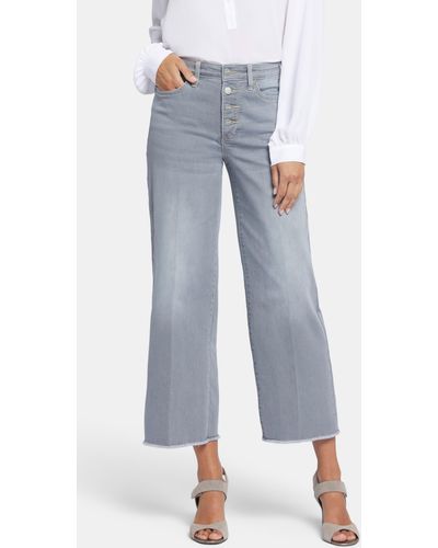 NYDJ Teresa Exposed Button High Waist Ankle Wide Leg Jeans - Blue