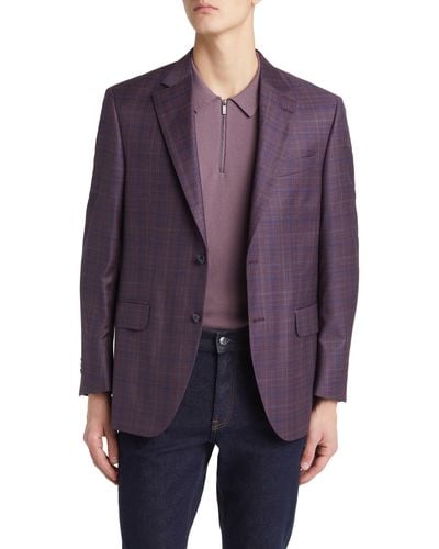 Peter Millar Tailored Fit Windowpane Plaid Wool Sport Coat - Purple