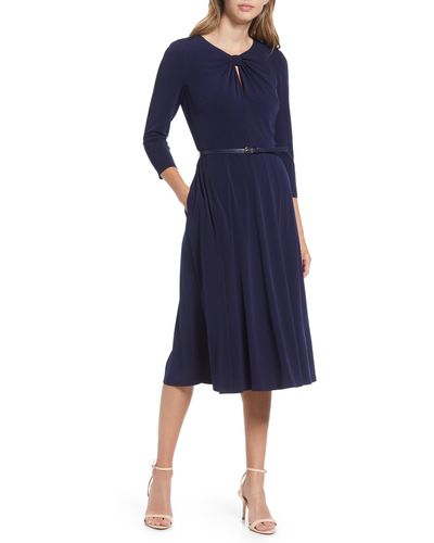 Harper Rose Belted Long Sleeve Dress - Blue