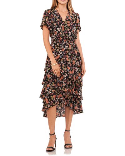 Vince Camuto Floral Tiered Dress - Multicolor