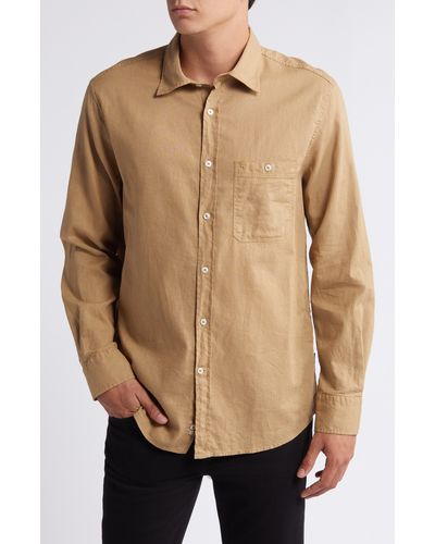 7 For All Mankind Solid Cotton & Linen Button-up Shirt - Natural