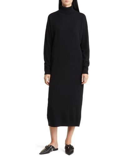Nordstrom Long Sleeve Wool & Cashmere Sweater Dress - Black