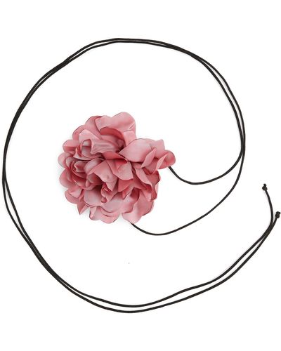 petit moments Rosa Flower Tie Necklace - Pink