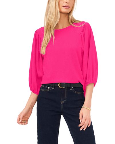 Vince Camuto Crinkled Puff Three-quarter Sleeve Top - Pink