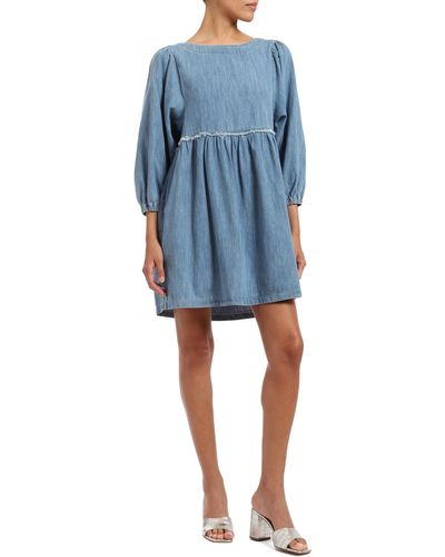Mavi Dory Puff Sleeve Denim Minidress - Blue