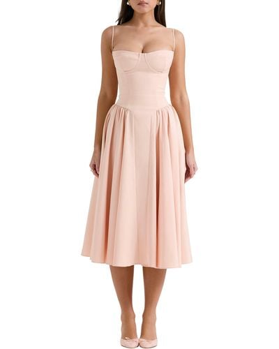 House Of Cb Samaria Corset Fit & Flare Dress - Pink