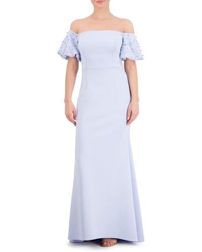 Eliza J Beaded Off The Shoulder Gown - White