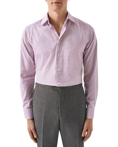 Eton Slim Fit Check Organic Cotton Dress Shirt - Purple