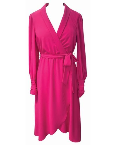 Julia Jordan Wrap Front Long Sleeve Dress - Pink