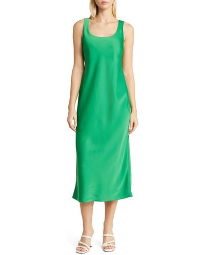Anne Klein Bias Cut Sleeveless Satin Midi Dress - Green