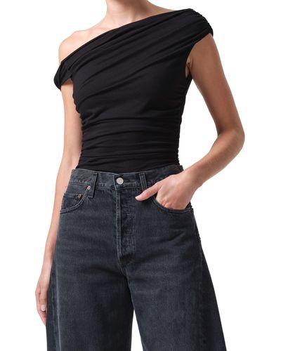 Agolde Hilma Twist One-shoulder Bodysuit - Black