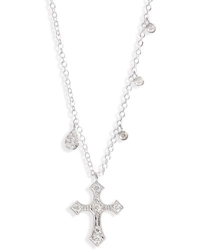 Meira T Diamond Cross Pendant Necklace - White