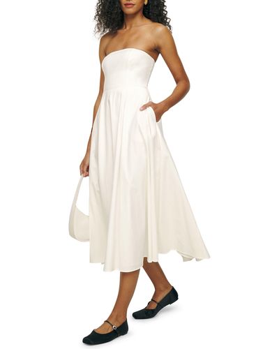 Reformation Astoria Strapless Stretch Midi Dress - White