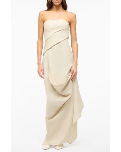 STAUD Strapless Linen Dress - Natural