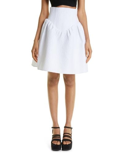 ShuShu/Tong High Waist Wool & Silk Puffy Skirt - White