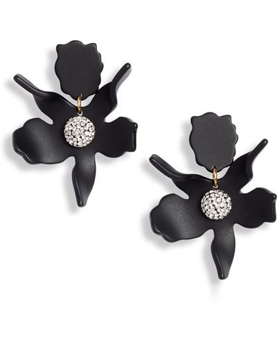 Lele Sadoughi Small Crystal Lily Drop Earrings - Black