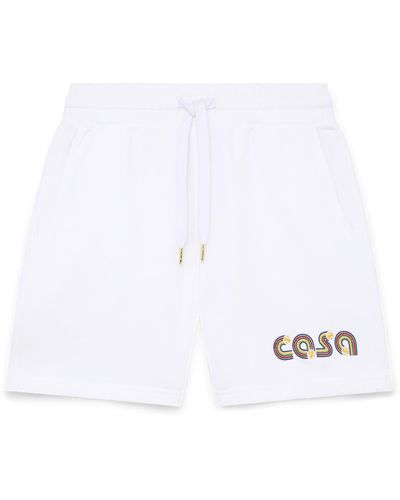 Casablancabrand Tennis Logo Embroidered Organic Cotton Sweat Shorts - White