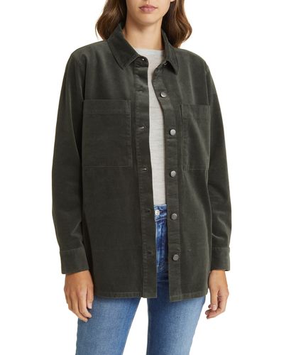 Eileen Fisher Stretch Cotton Corduroy Shirt Jacket - Green