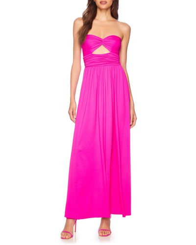 Susana Monaco Cutout Twist Front Strapless Maxi Dress - Pink