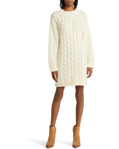 Lost + Wander Lost + Wander Staycation Long Sleeve Sweater Dress - Natural