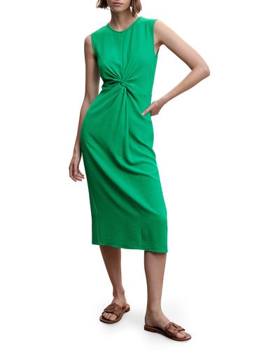Mango Knot Rumple Dress - Green