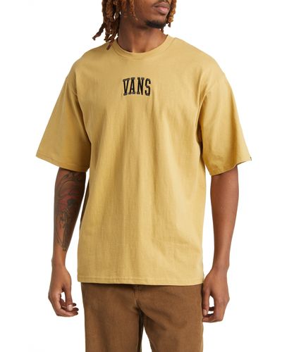 Vans Arched Logo Oversize Embroidered Cotton T-shirt - Yellow