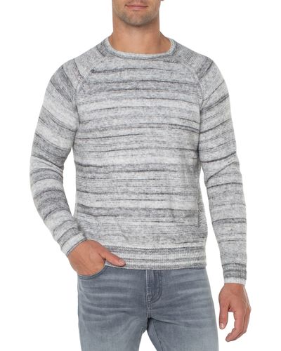 Liverpool Los Angeles Marled Stripe Raglan Sleeve Sweater - Gray