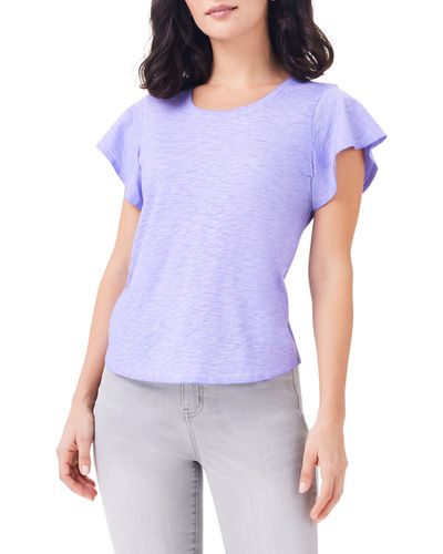 NZT by NIC+ZOE Nzt By Nic+zoe Flutter Sleeve Cotton T-shirt - Purple