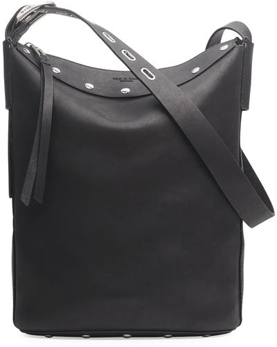Rag & Bone Belize Studded Leather Bucket Bag - Black
